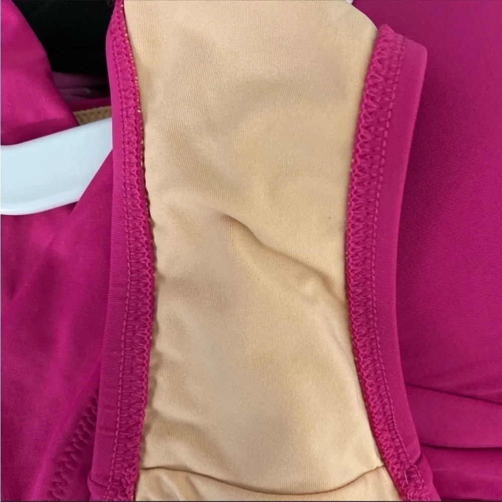 J.Crew Deep V-Neck French One Piece Swimsuit Hot Pink
